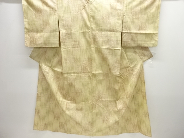 アンティーク　更紗模様織り出し十日町紬単衣着物